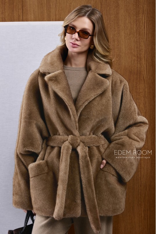 шуба - пончо из эко-меха
