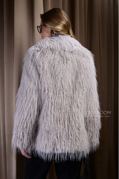 короткая шубка из эко - страуса