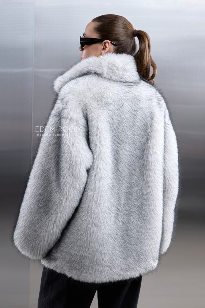 стильный полушубок из экомеха