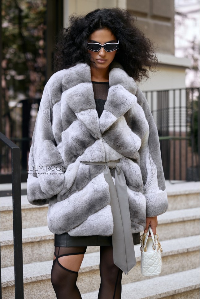 шуба - пончо из кролика рекс