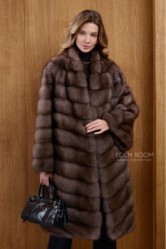 шуба из куницы без воротника