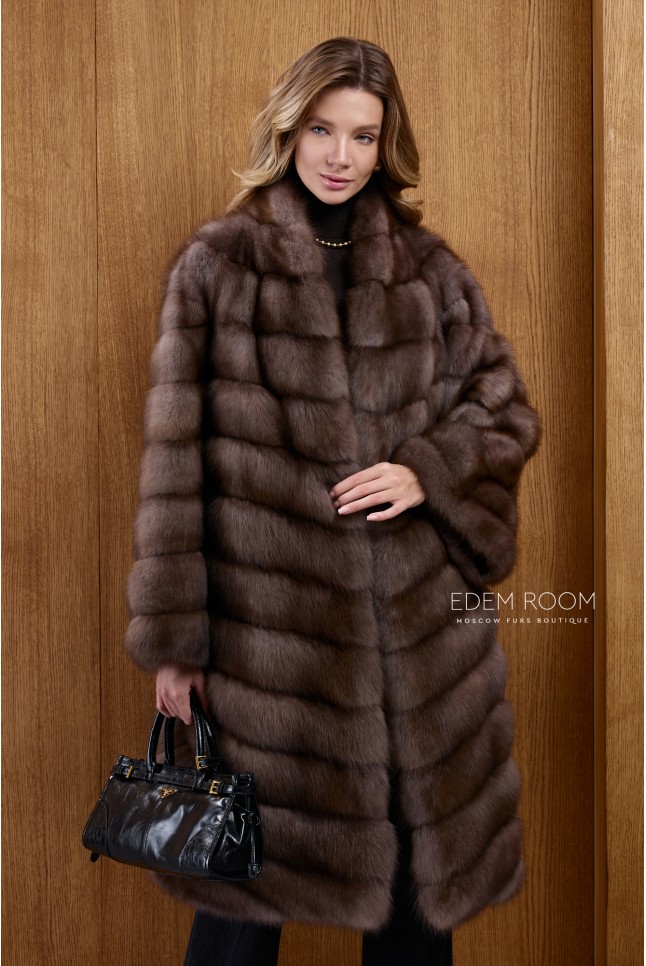 шуба из куницы без воротника