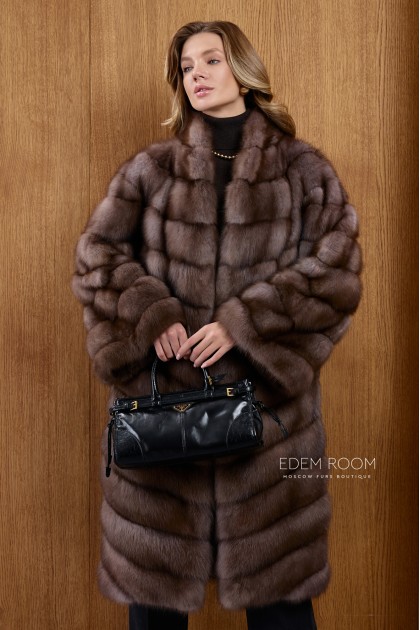 шуба из куницы без воротника