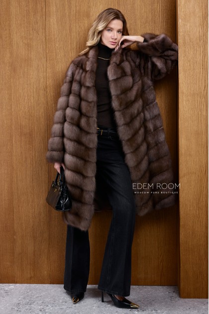 шуба из куницы без воротника