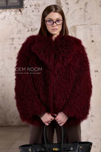 короткая шуба из ламы