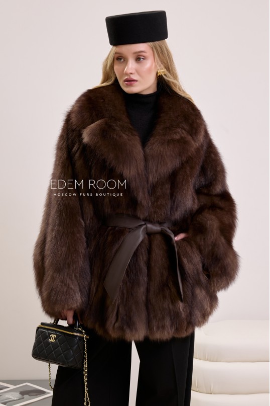 шуба - пончо из лисы