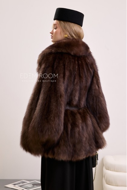 шуба - пончо из лисы