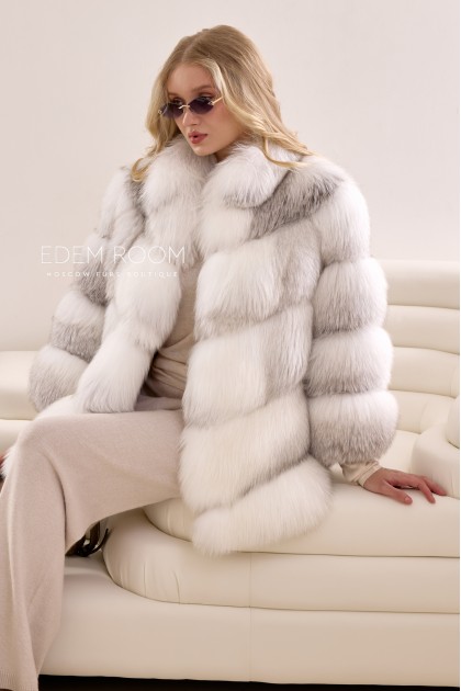 белая шуба из арктической лисы