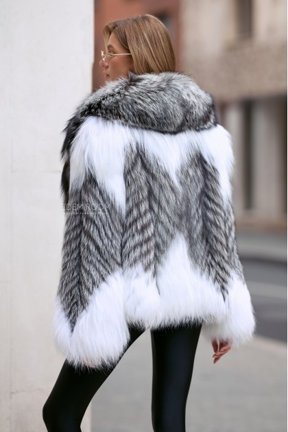 комбинированная шуба из лисы
