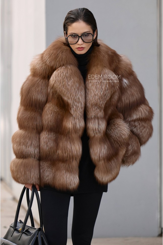 полушубок из рыжей лисы