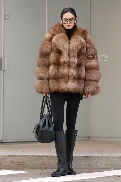 полушубок из рыжей лисы