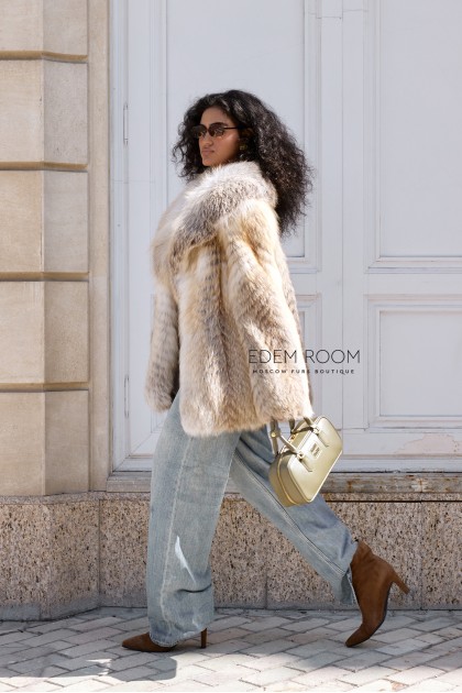 полушубок из рыжей лисы