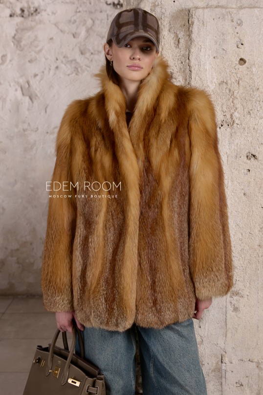 полушубок из рыжей лисы