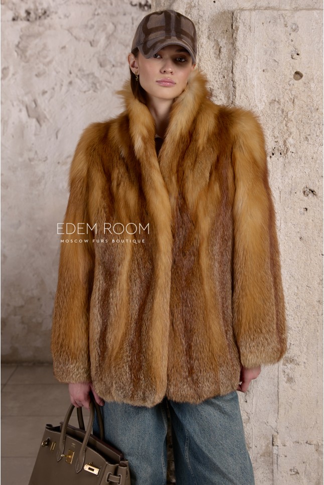 полушубок из рыжей лисы