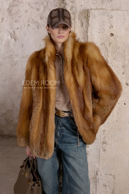 полушубок из рыжей лисы