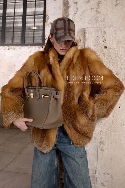 полушубок из рыжей лисы