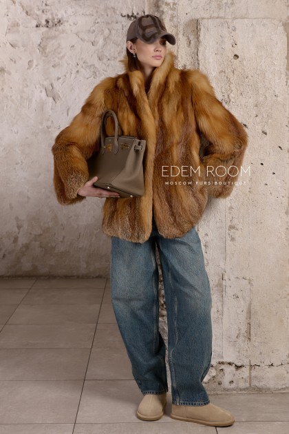 полушубок из рыжей лисы
