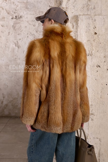 полушубок из рыжей лисы
