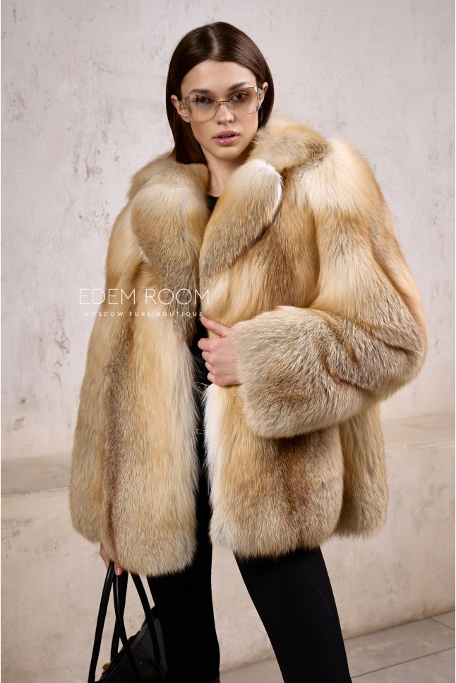 полушубок из рыжей лисы