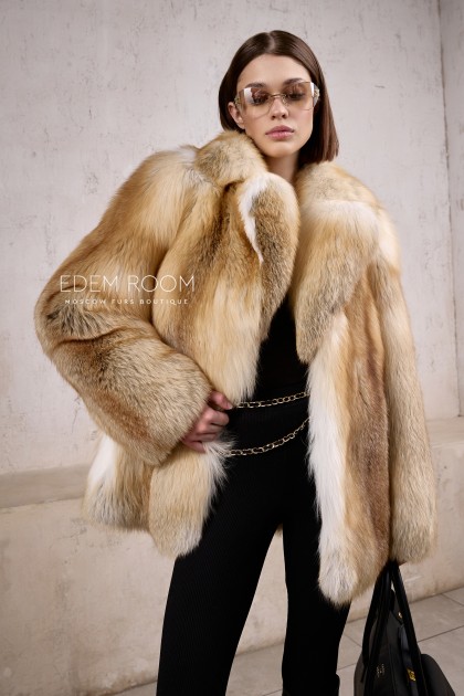 полушубок из рыжей лисы