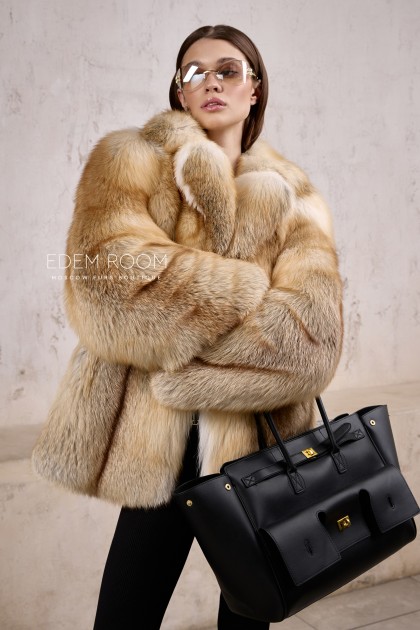 полушубок из рыжей лисы