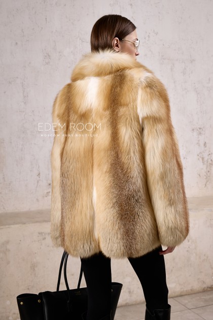 полушубок из рыжей лисы