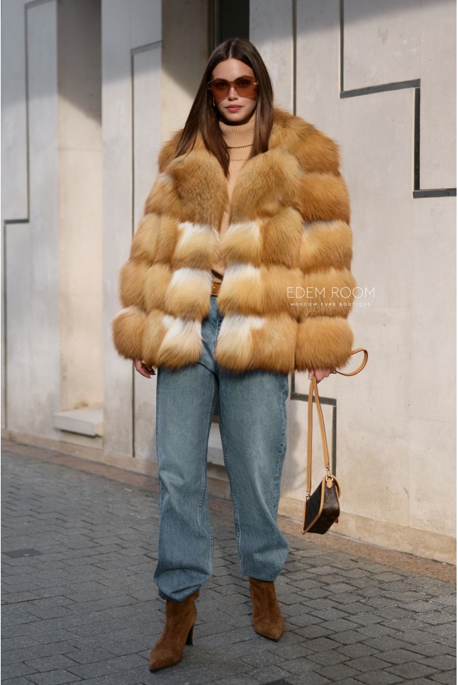 полушубок из рыжей лисы
