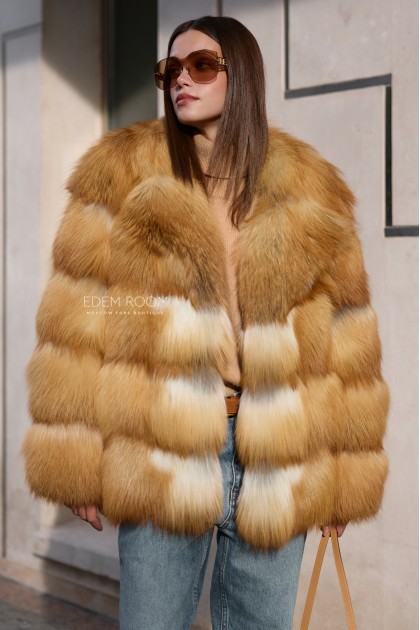 полушубок из рыжей лисы