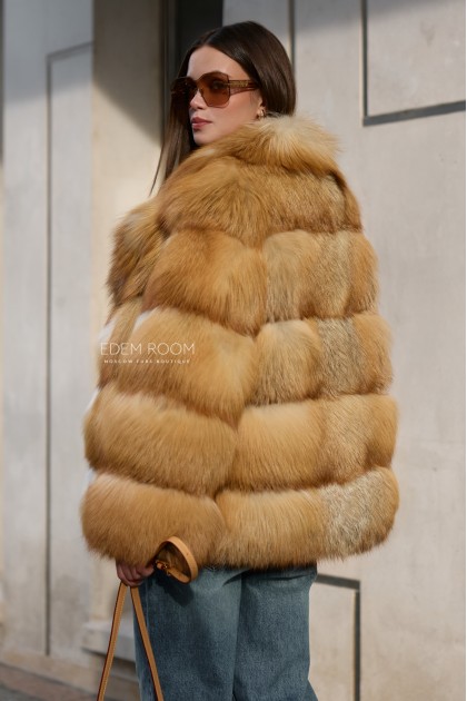 полушубок из рыжей лисы