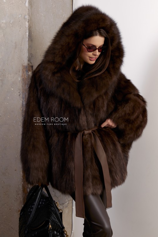 полушубок - пончо из лисы
