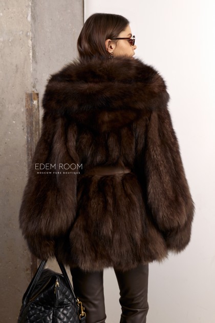 полушубок - пончо из лисы