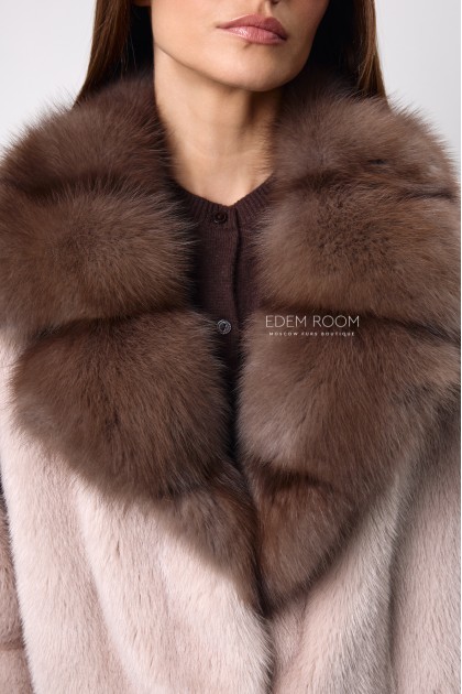 полушубок из меха норки с куницей