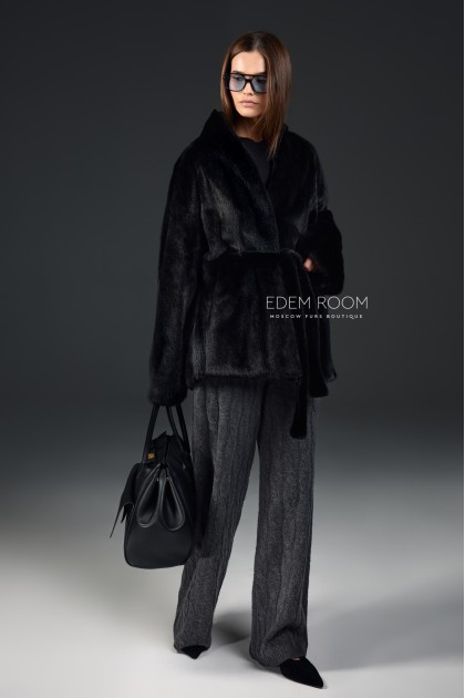 чёрная норковая шуба