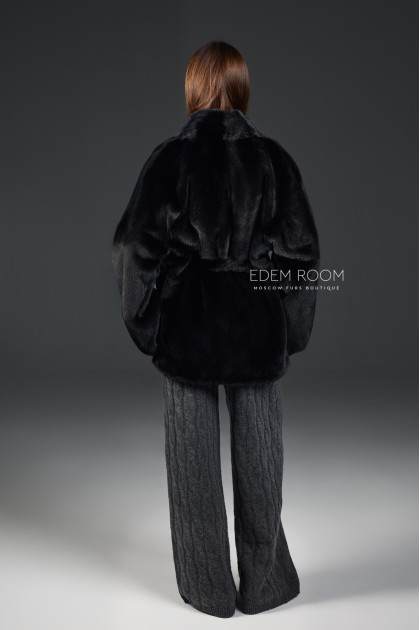 чёрная норковая шуба