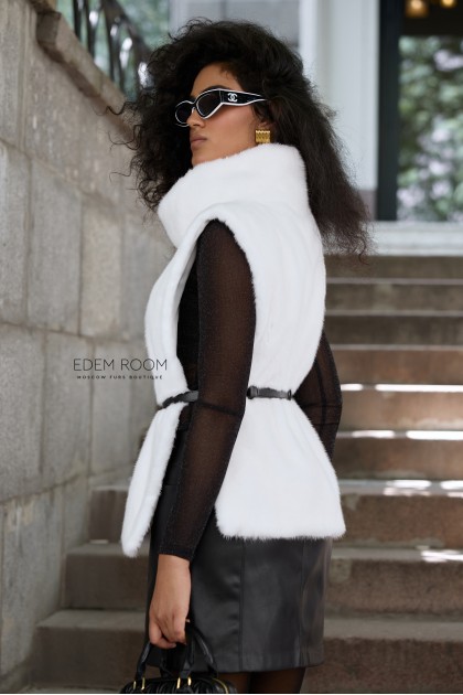 белая норковая манишка