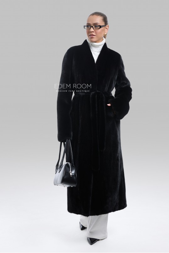чёрная норковая шуба без воротника