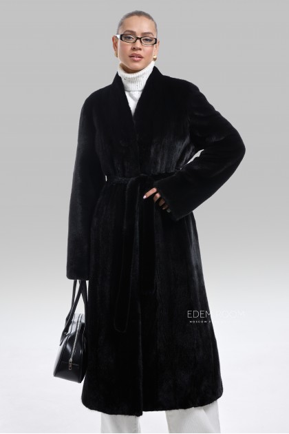 чёрная норковая шуба без воротника
