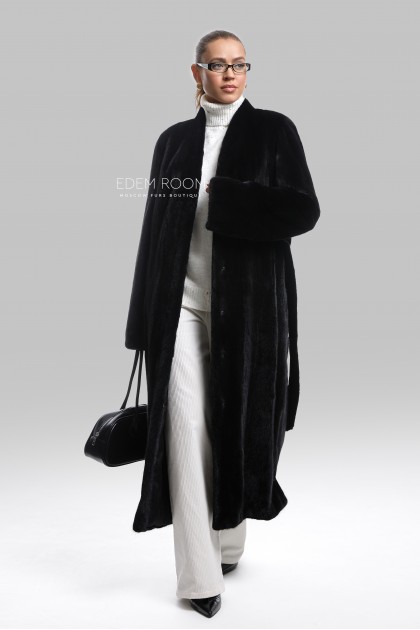 чёрная норковая шуба без воротника