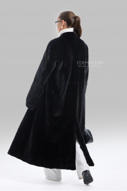 чёрная норковая шуба без воротника