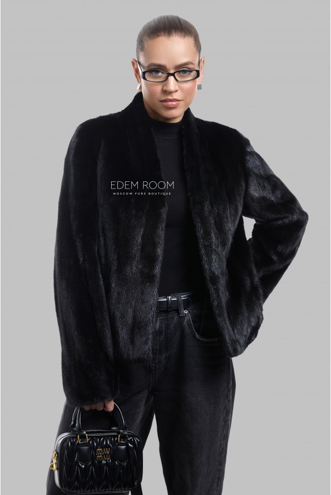 короткая норковая куртка без воротника