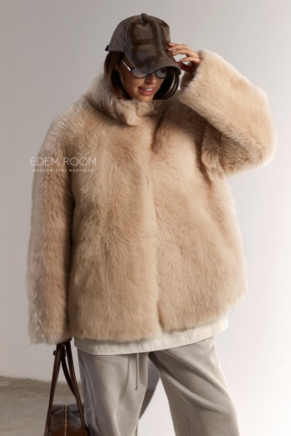 короткая дублёнка из меха тосканы 