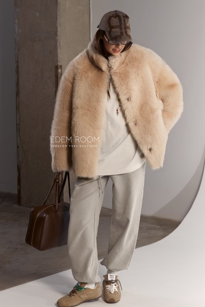 короткая дублёнка из меха тосканы 