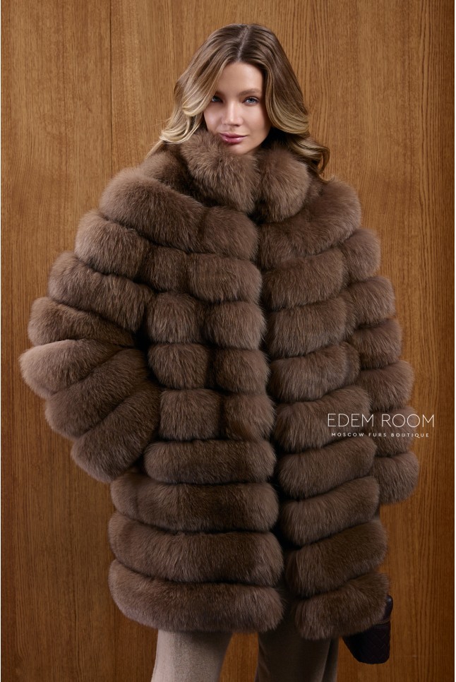 поперечная шуба из финского песца