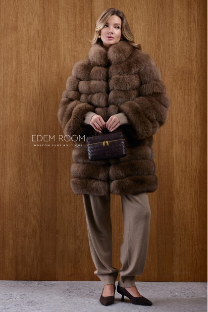 поперечная шуба из финского песца