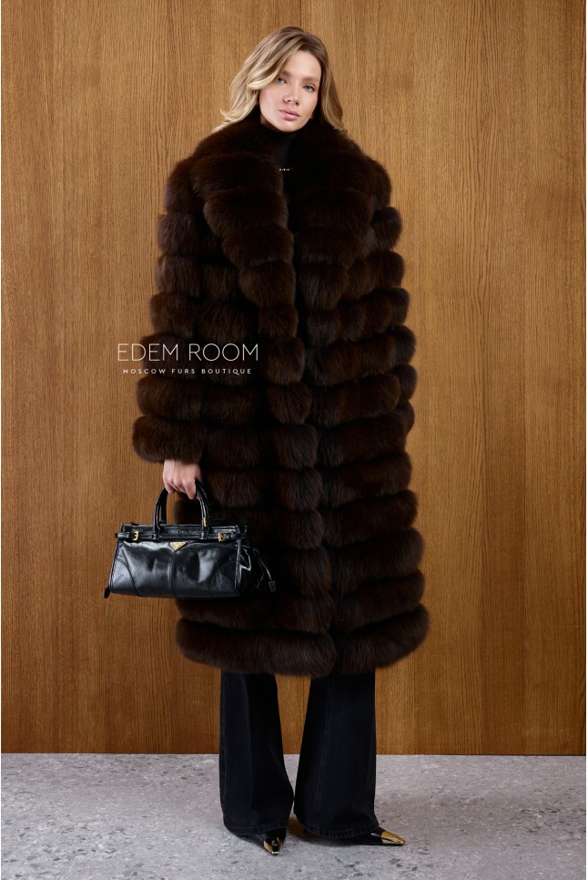 удлинённая шуба из песца
