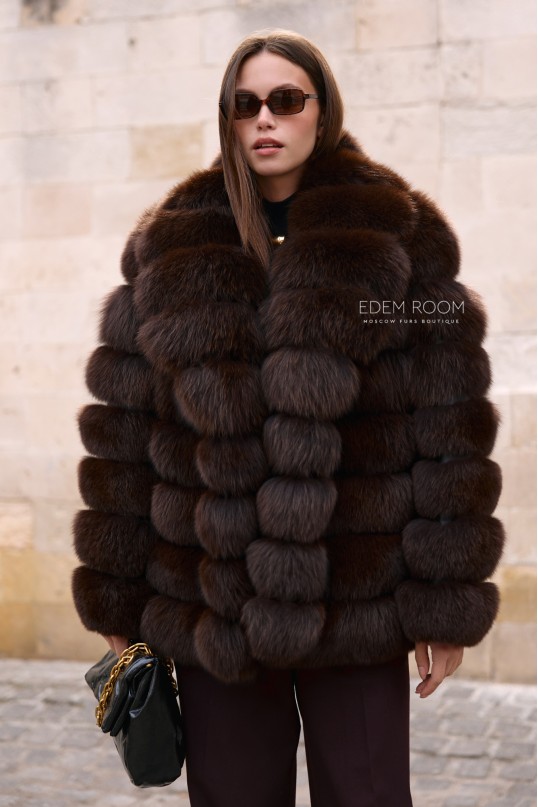 полушубок из меха песца