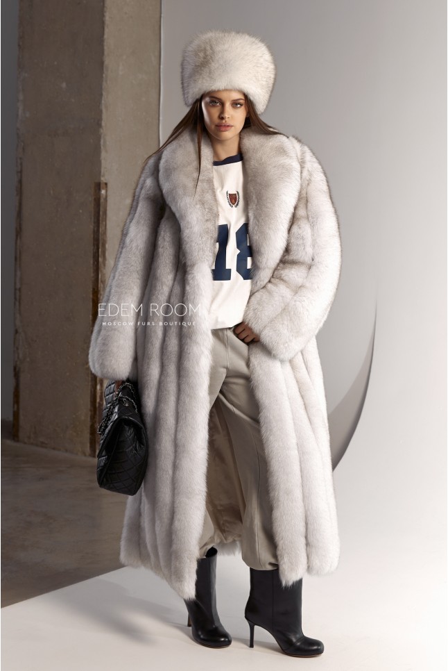 длинная шуба из песца