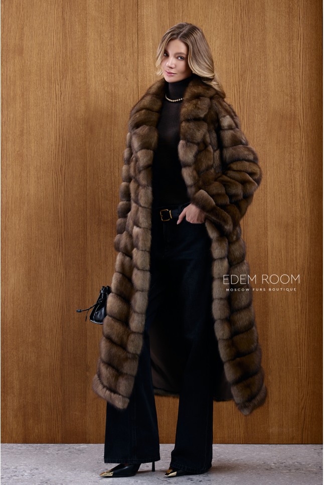 длинная шуба из соболя