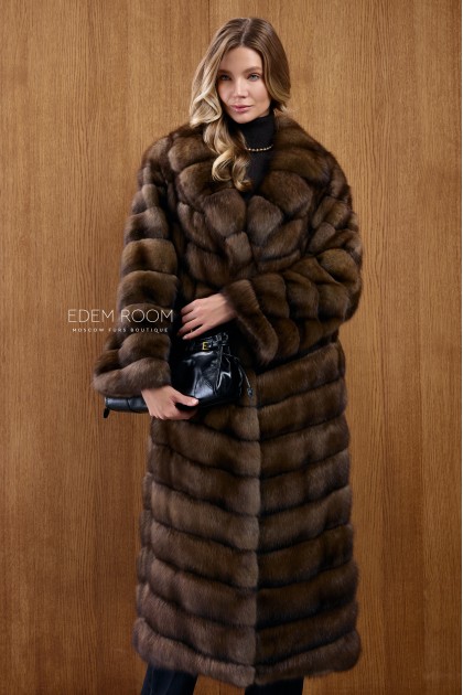 длинная шуба из соболя