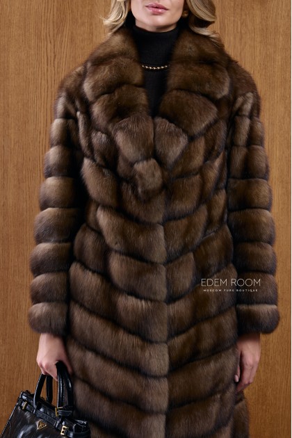 длинная шуба из соболя